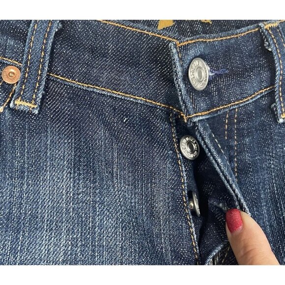 7 For All Mankind Boy Cut Button Dark Denim Women’s Jeans Size 28 X 34 Bootcut - Picture 4 of 12